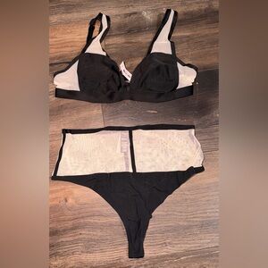 Victoria's Secret Black and Cream Bra Set